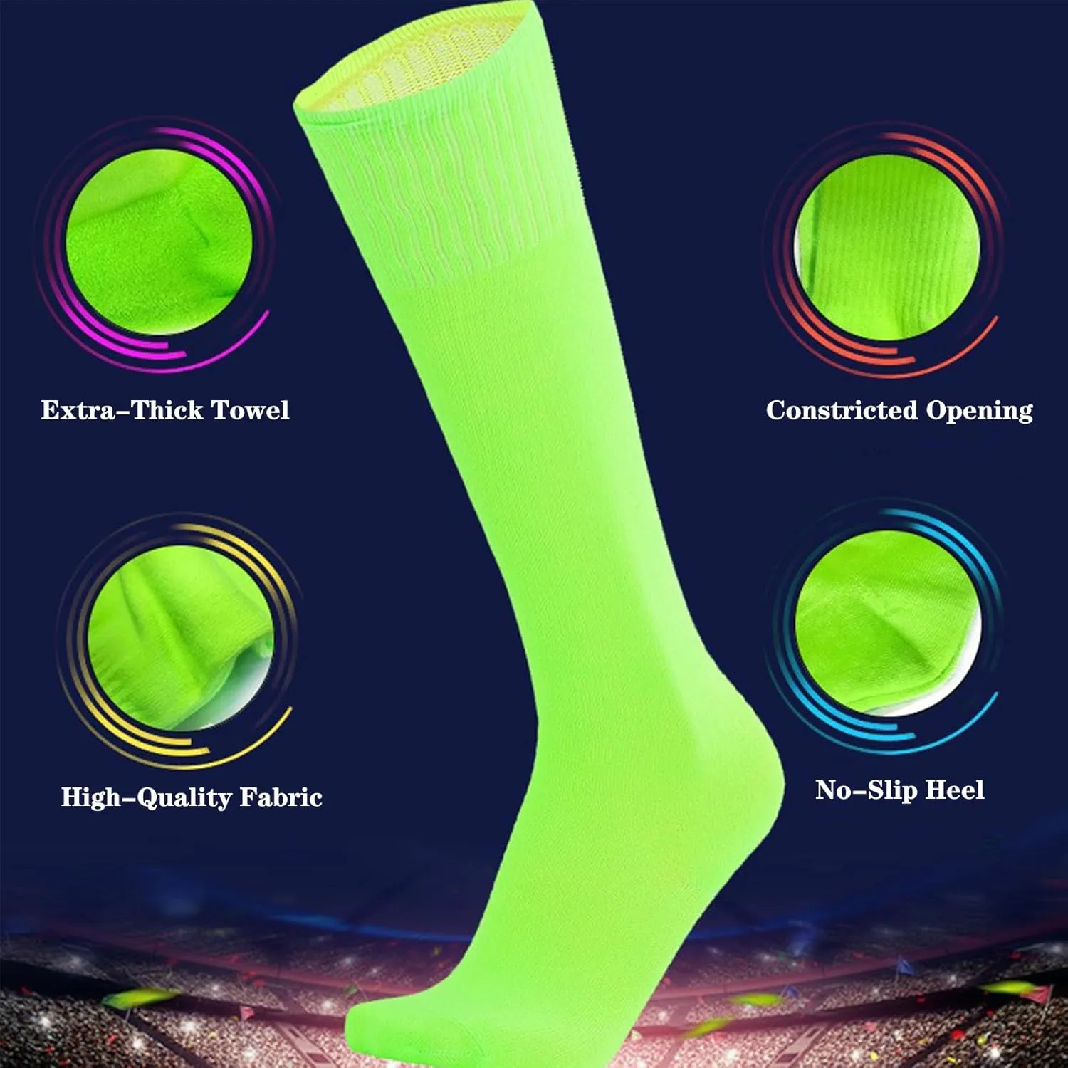 10 Pairs Kids Soccer Socks Stretchy Knee High Tube Colorful Football Athletic Team Socks for Boys Girls