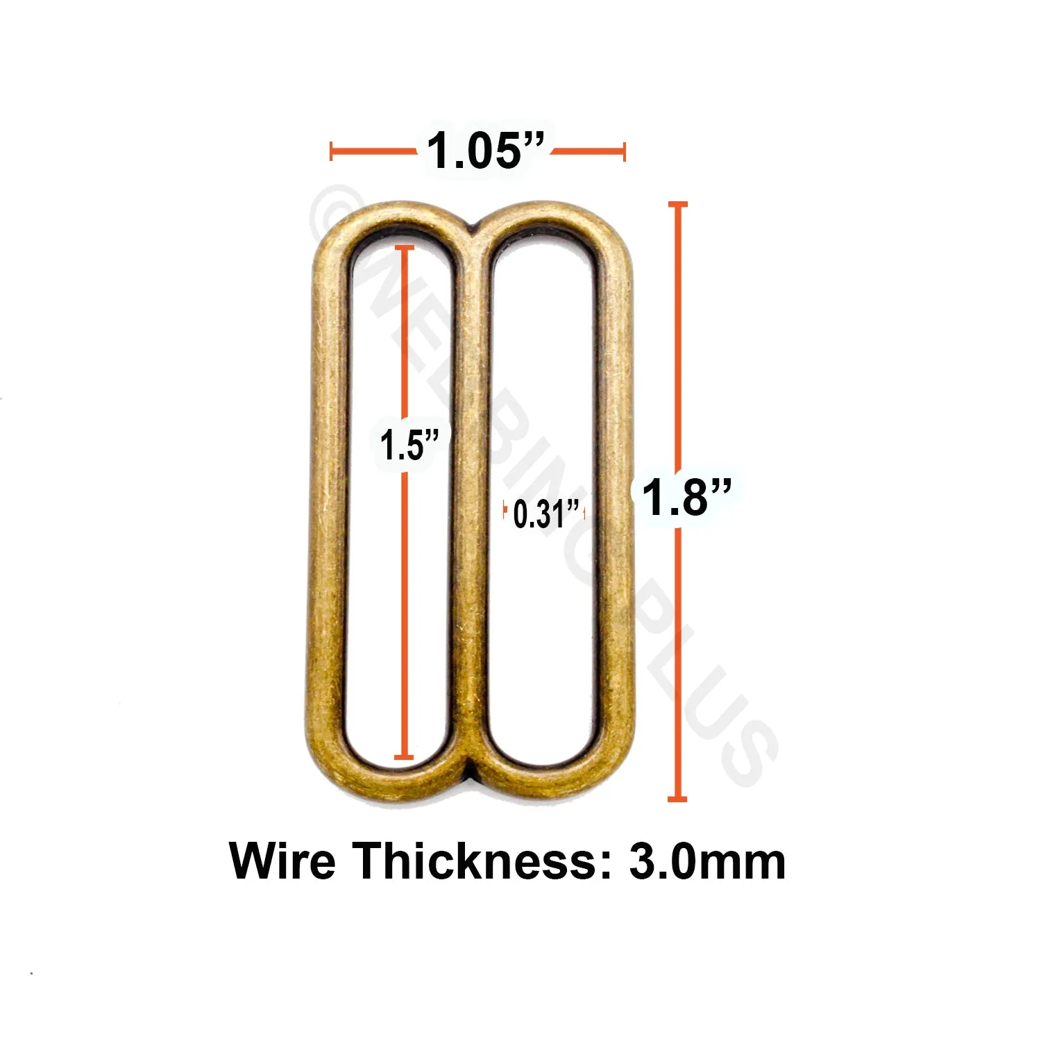 1.5 Inch Antique Brass Triglide Slides Wide Mouth