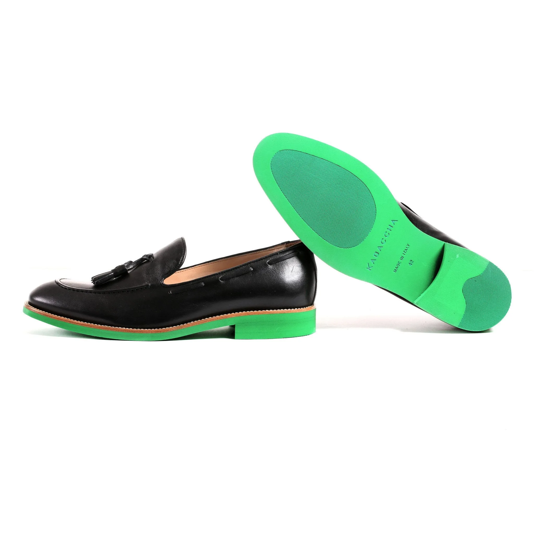 2017 Men's Black & Green Tassel Loafer