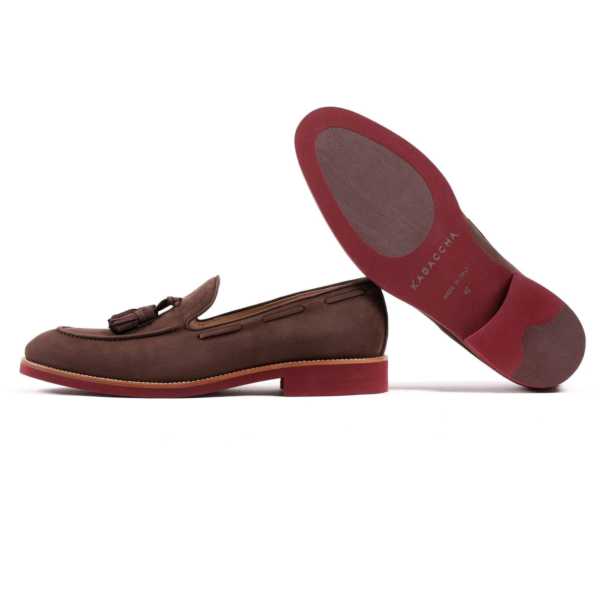 2017 Men's Suede Brown & Oxblood Sole Loafer