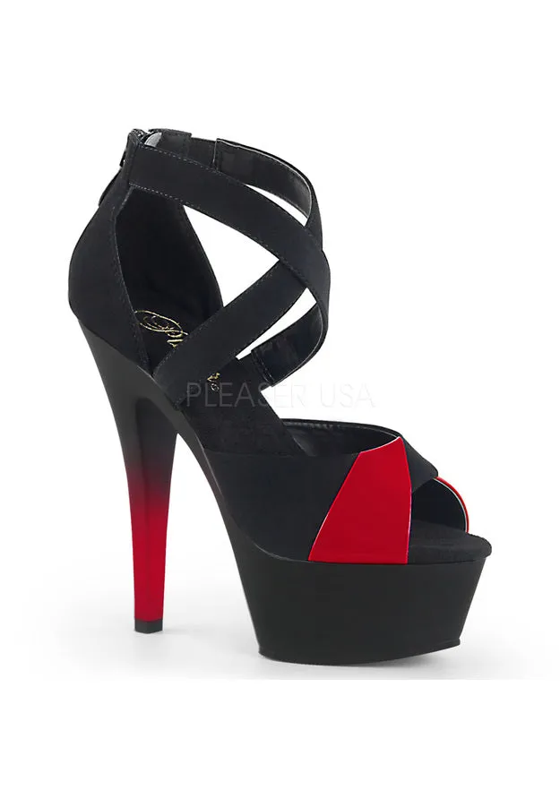 6" Heel, 1 3/4"PF Crisscross Ankle Wrap Two Tone Sandal