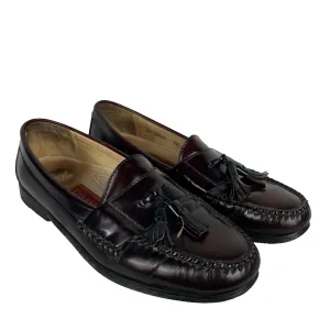 90s Mahogany Brown Leather Tassel Loafers- M's 9.5, W's 11