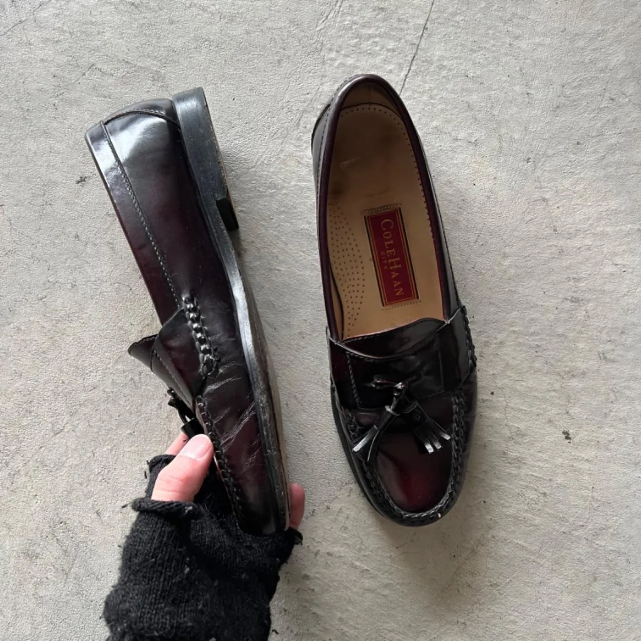 90s Mahogany Brown Leather Tassel Loafers- M's 9.5, W's 11