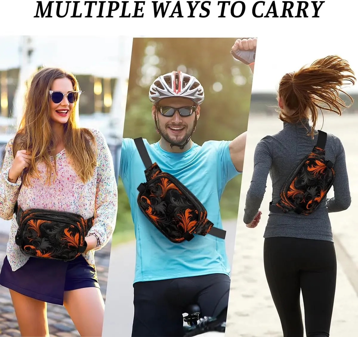 Abstract Dark Boho Printings Fanny Packs for Women Men Waterproof Waist Bag with Adjustable Strap Belt Bag for Travel Running Hiking