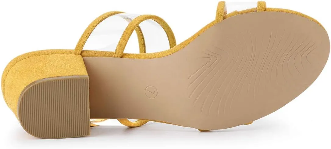 Allegra K Women's Clear Strap Block Heel Slide Sandals
