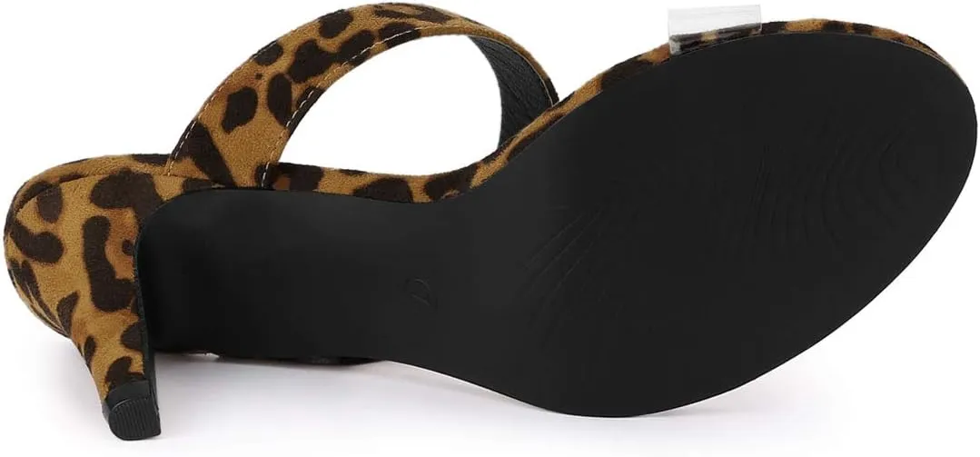Allegra K Women's Clear Strap Stiletto Heel Slides Sandals