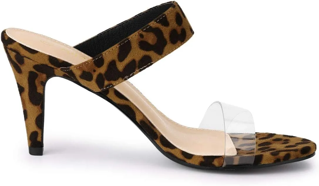 Allegra K Women's Clear Strap Stiletto Heel Slides Sandals