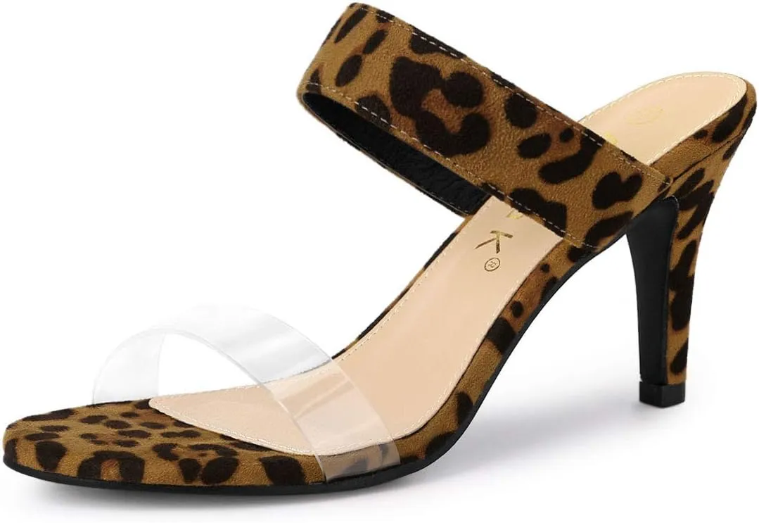 Allegra K Women's Clear Strap Stiletto Heel Slides Sandals