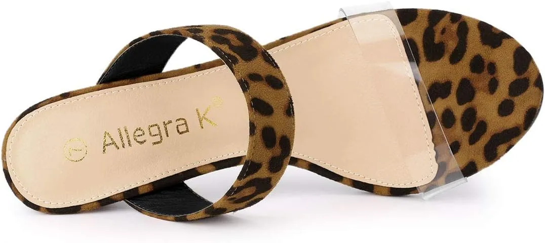 Allegra K Women's Clear Strap Stiletto Heel Slides Sandals