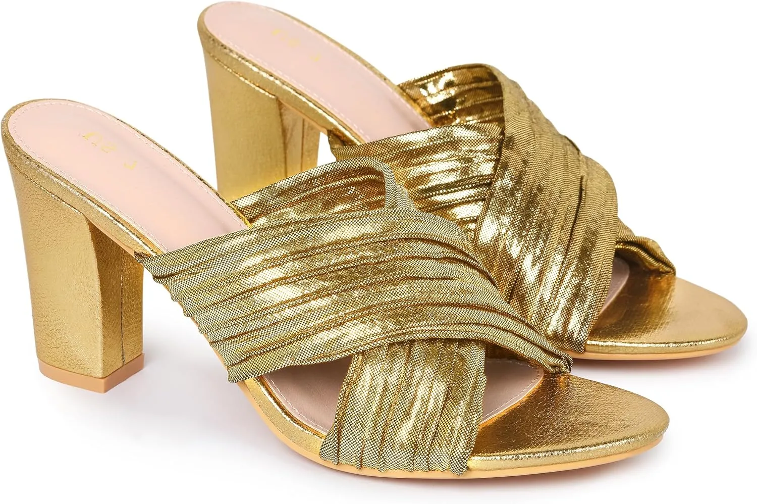 Allegra K Women's Crisscross Strap Slip on Block Heel Slide Sandals