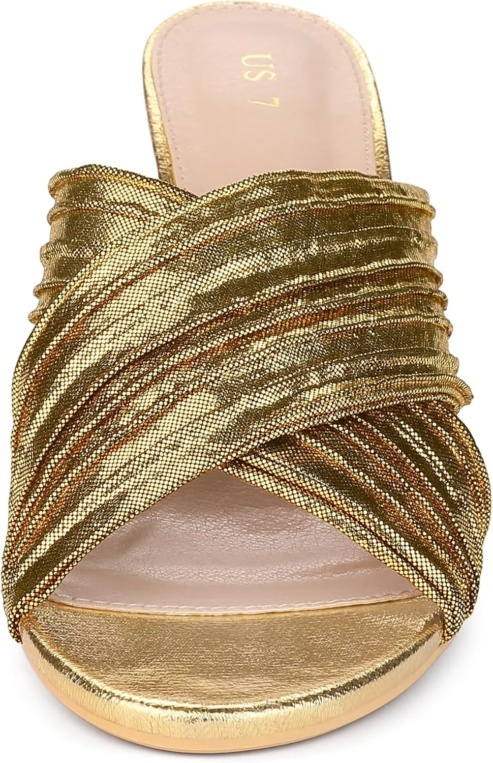 Allegra K Women's Crisscross Strap Slip on Block Heel Slide Sandals