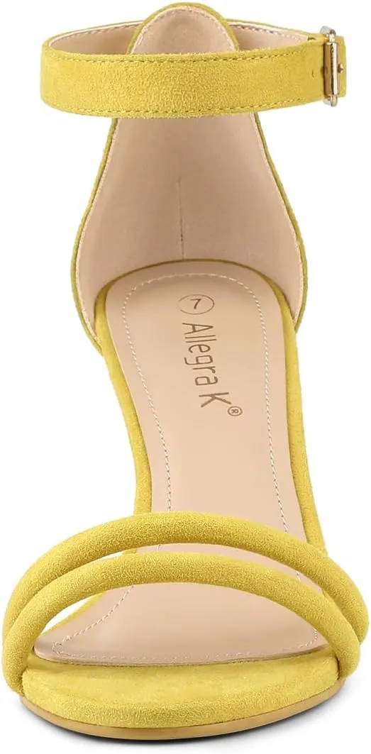 Allegra K Women's Kitten Heel Ankle Strap Sandals Shoes