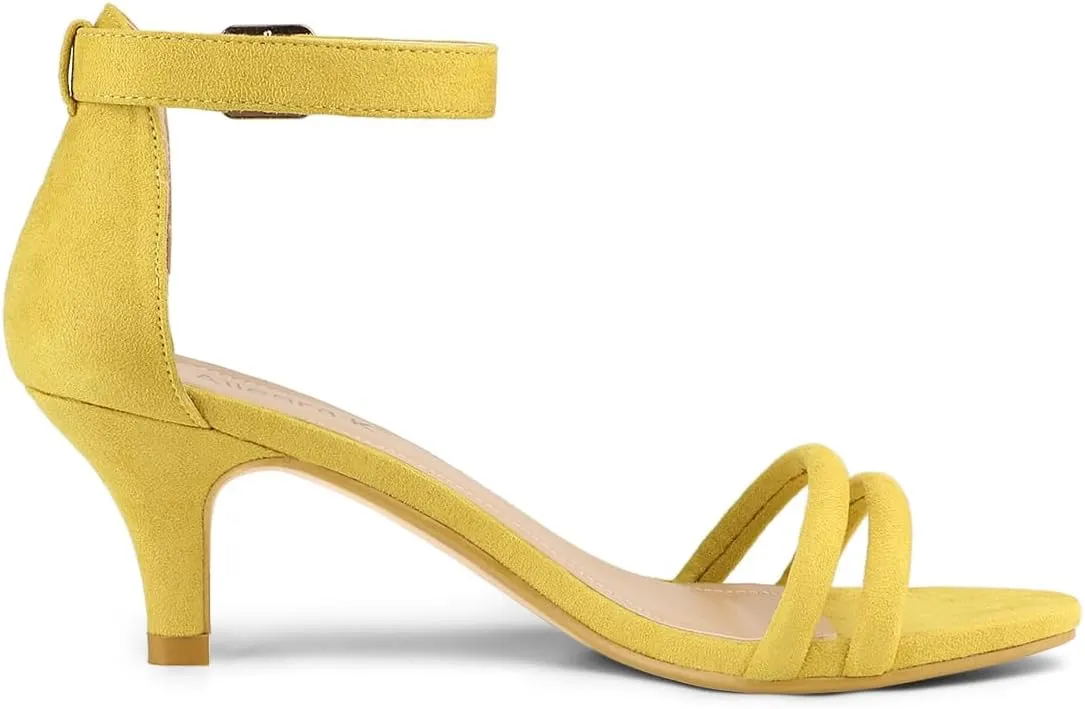 Allegra K Women's Kitten Heel Ankle Strap Sandals Shoes