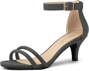 Allegra K Women's Kitten Heel Ankle Strap Sandals Shoes