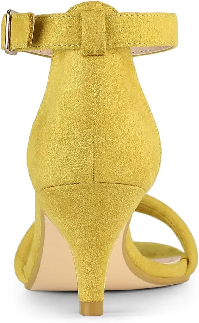 Allegra K Women's Kitten Heel Ankle Strap Sandals Shoes