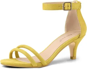 Allegra K Women's Kitten Heel Ankle Strap Sandals Shoes