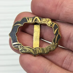 Antique Japanese Gilt Brass & Damascene Sash Slide