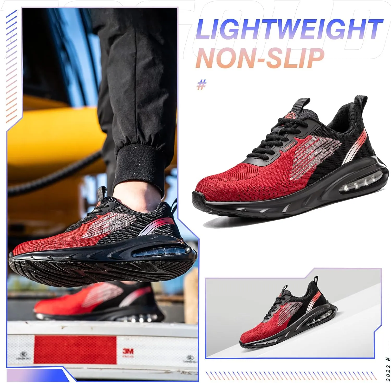 AONEGOLD Safety Shoes for Men Steel Toe Sneaker Work Shoes Lightweight Breathable Industrial Construction Puncture Proof Shoes