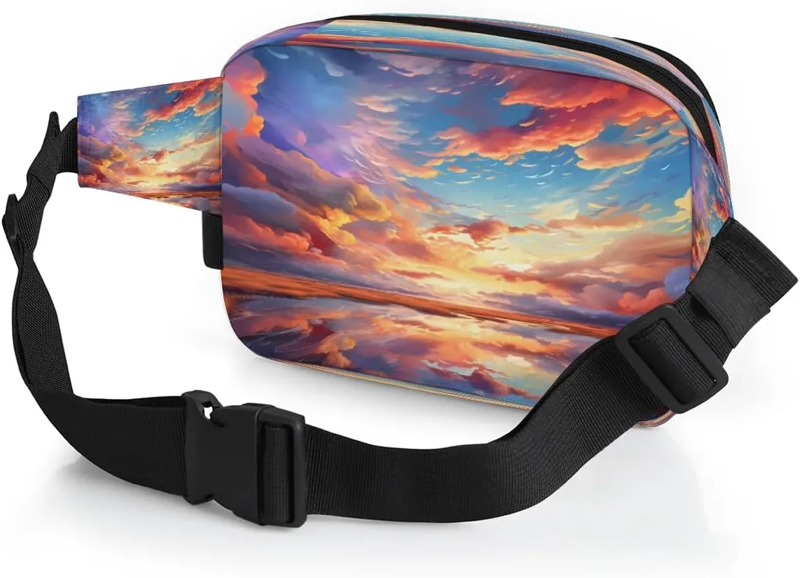 Art Abstract Printings Fanny Packs for Women Men Waterproof Waist Bag with Adjustable Strap Belt Bag for Travel Running Hiking