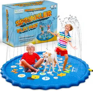 ArtCreativity Splash Pad for Kids and Pets - 60 Inches - Non-Slip Sprinkler Baby Play Mat with Sound & Light - Outside Water Toys for Toddlers and Dogs - Inflatable Kiddie Summer Wading Pool Toy