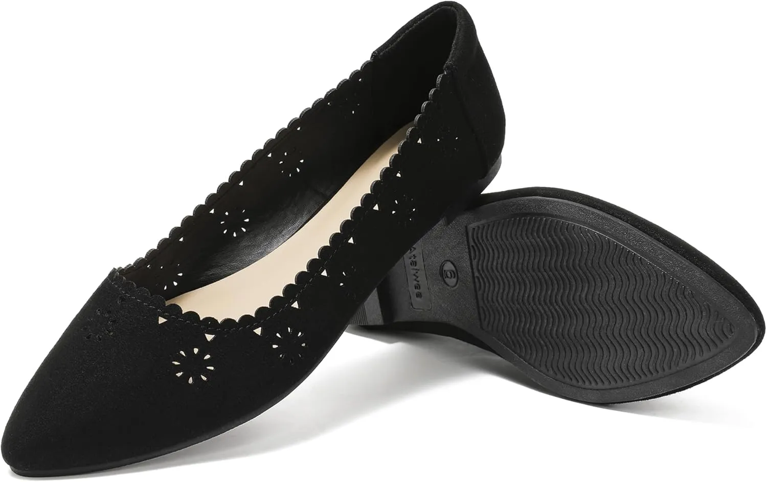 Ataiwee Women's Wide Flat Shoes - Pointed Ladies T-Strap Adjustable Summer Shoes.