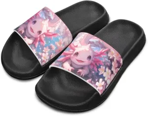 Axolotls Kids Sandals Summer Non Slip Open Toe Slippers for Boys Girls Cute Shower Beach Shoes Soft Footbed One Slide Sandal Lightweight Casual Outdoor Indoor Slipper