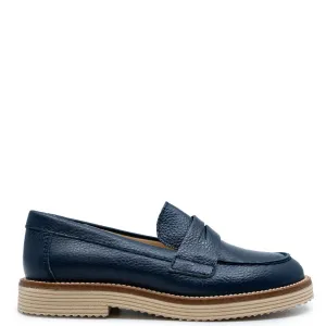 Beberlis Navy Pebbled Boat Loafer
