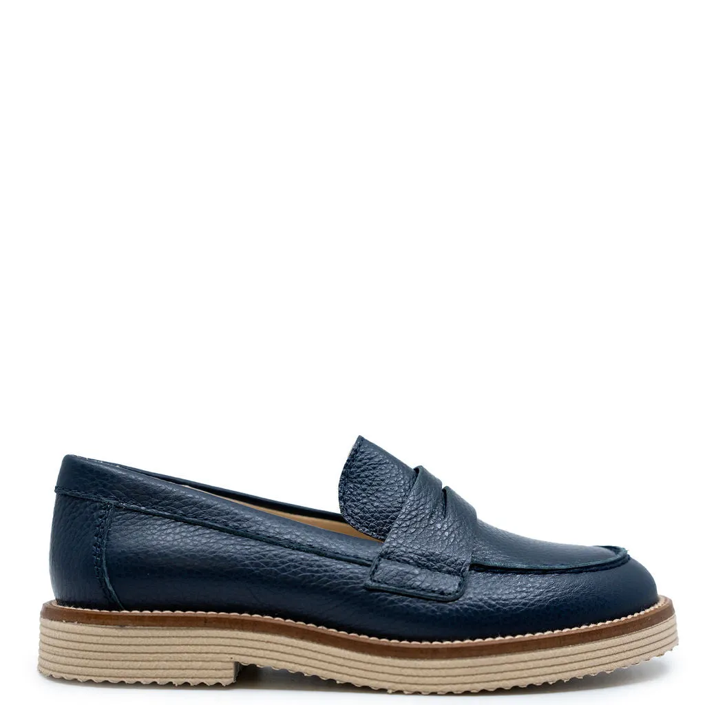Beberlis Navy Pebbled Boat Loafer