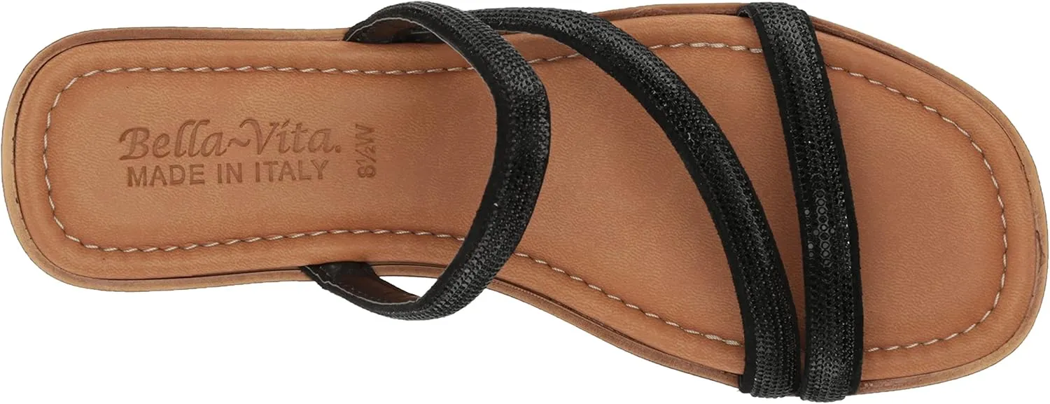 Bella Vita Women's Ona-Italy Sparkle Slide Flat Sandal