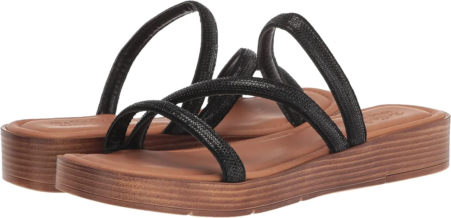 Bella Vita Women's Ona-Italy Sparkle Slide Flat Sandal