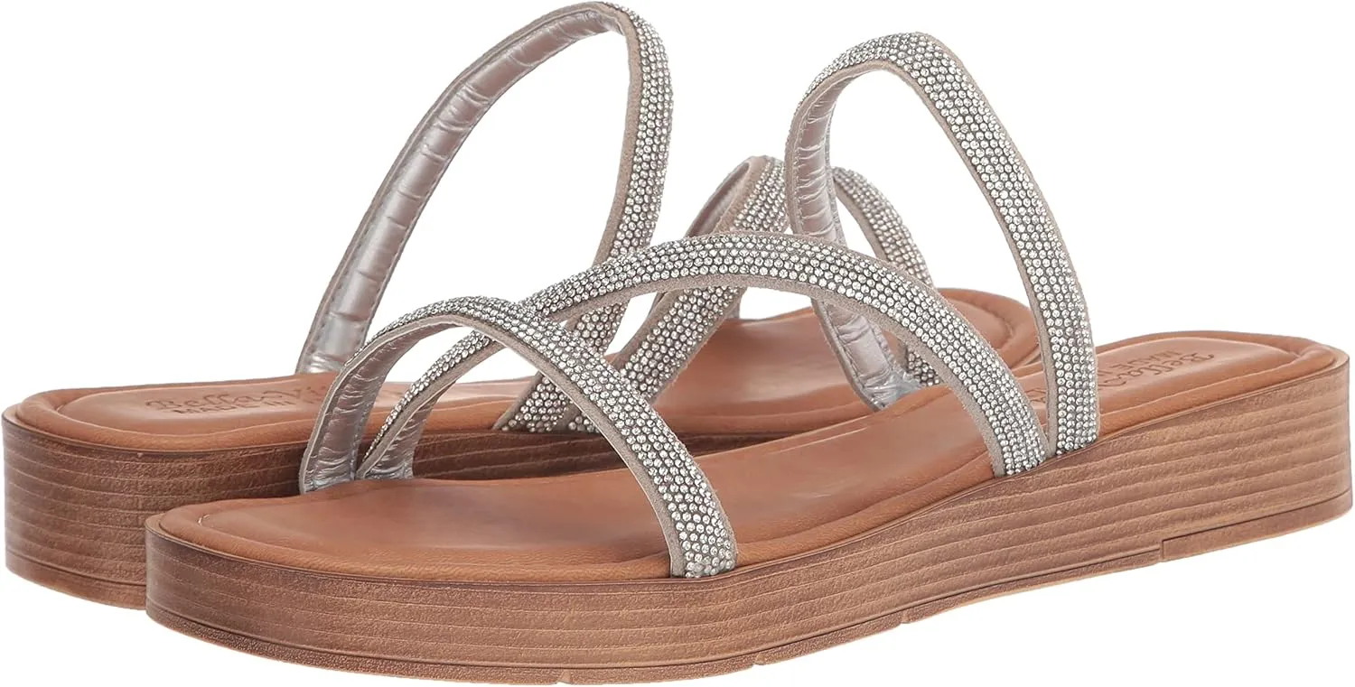 Bella Vita Women's Ona-Italy Sparkle Slide Flat Sandal