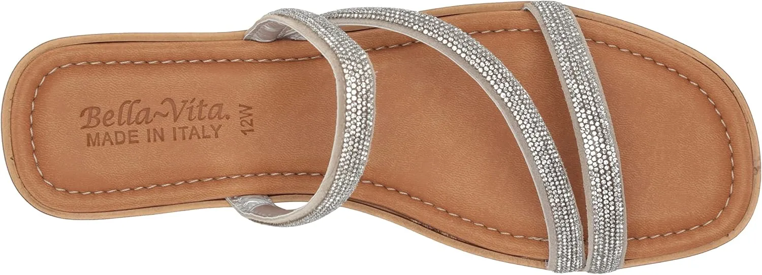 Bella Vita Women's Ona-Italy Sparkle Slide Flat Sandal