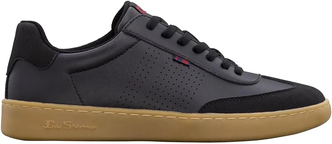 Ben Sherman Mens Glasgow Lace Up Sneakers Shoes Casual - Black