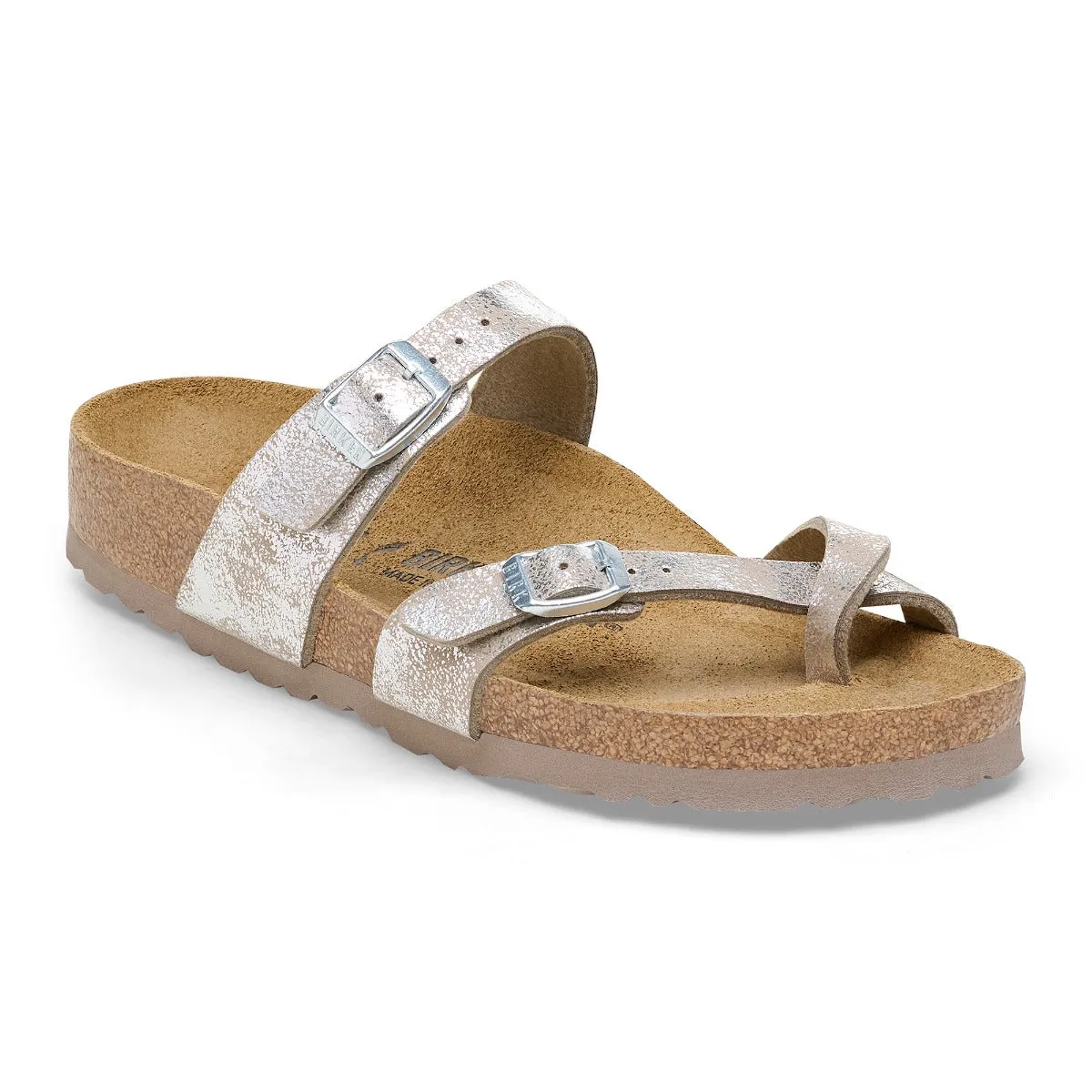 Birkenstock Washed Metallic Silver Mayari Synthetics Women's Sandals R1026992