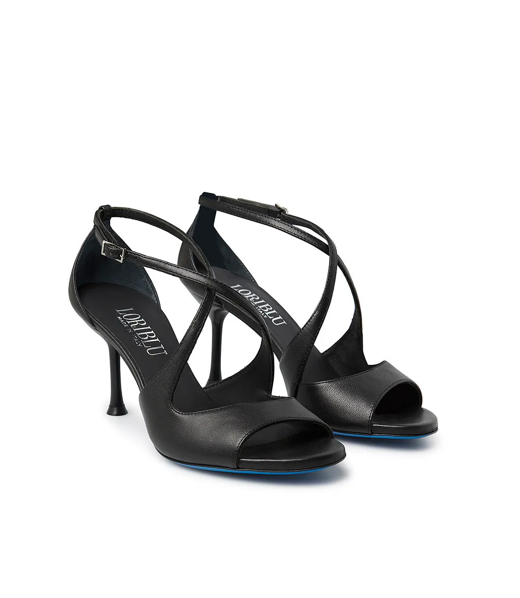 Black nappa leather sandal