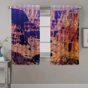 Blackout Window Curtains, Canyon Curtains for Small Windows, Grand Canyon in Arizona Base Elevations North, Window Curtains Bedroom Sheer, 63 x 72 Inch, Window Treatment, Brown