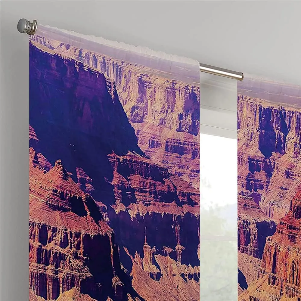 Blackout Window Curtains, Canyon Curtains for Small Windows, Grand Canyon in Arizona Base Elevations North, Window Curtains Bedroom Sheer, 63 x 72 Inch, Window Treatment, Brown
