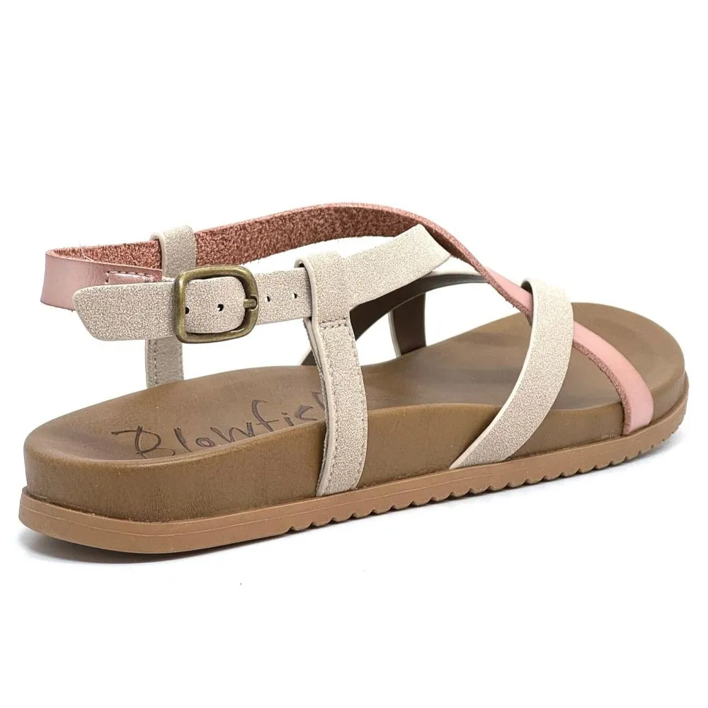 Blowfish Malibu Camden Women's Vegan Crisscross Strappy Dye Cut Sandal Taupe/Maple