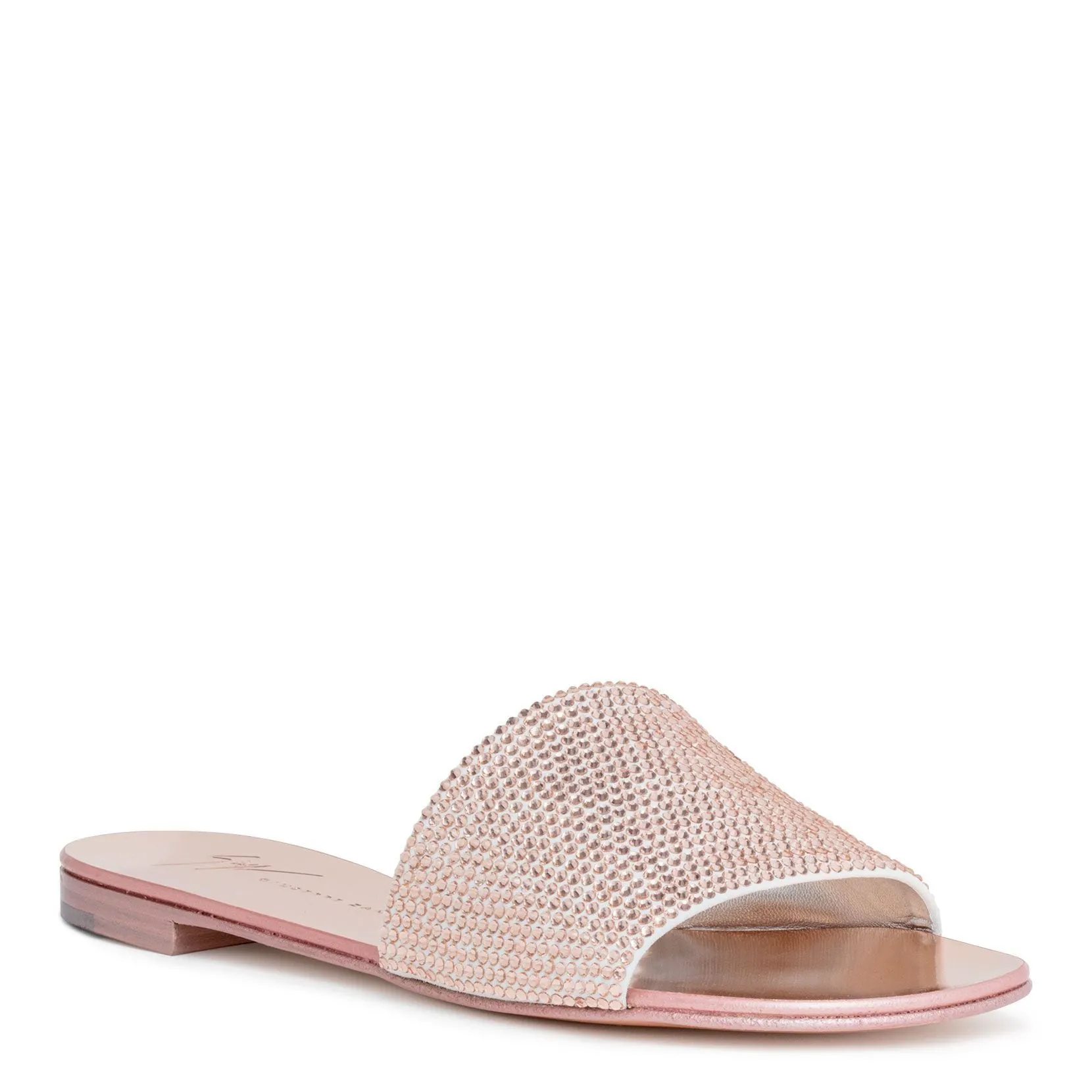 Blush crystal slide flats