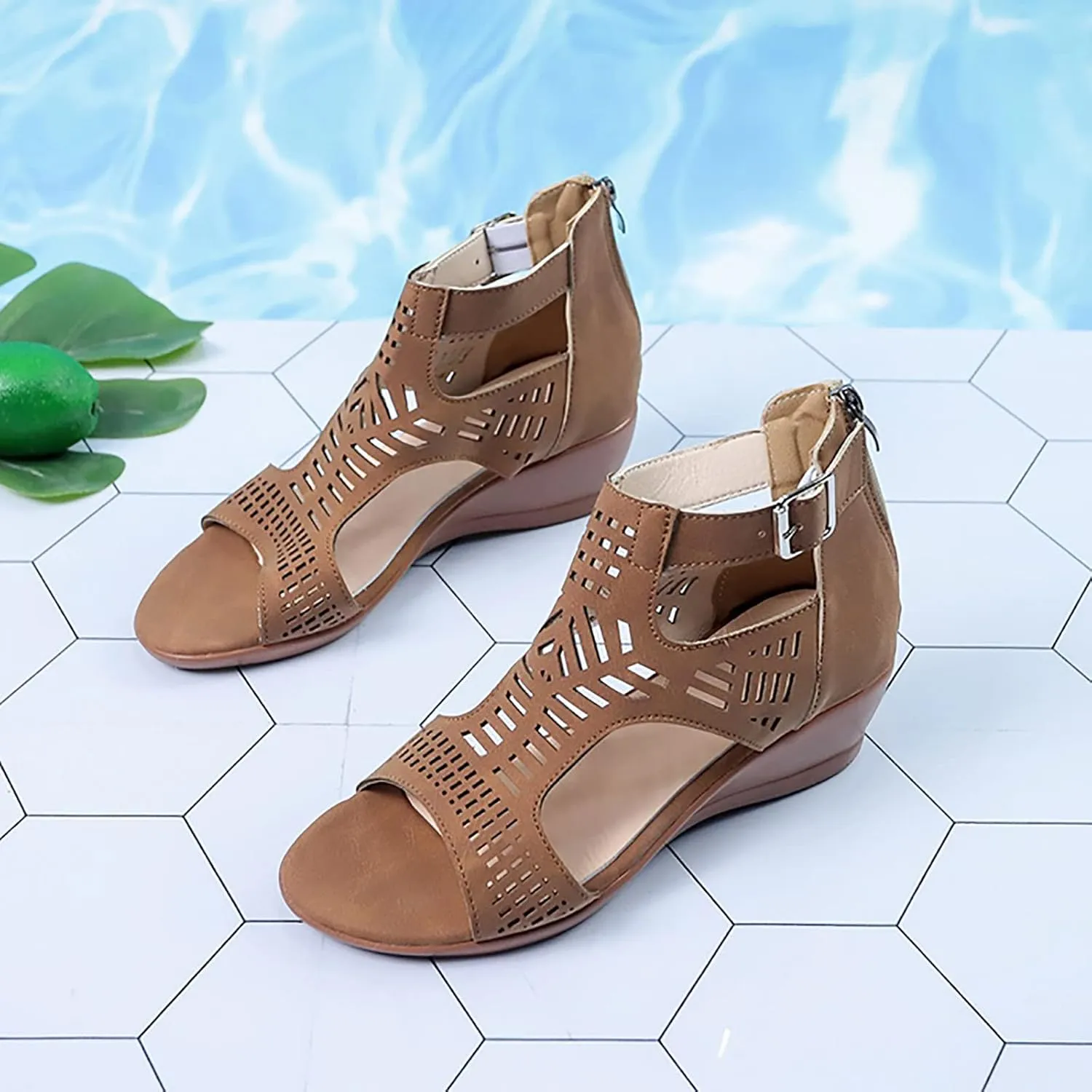Born Shoes for Women Sandals Toe Ladies For Women Wedges Fashion Out Shoes Hollow Sandals Peep Women Shoes Heels Sandals