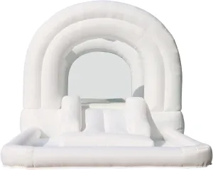 Bounceland Daydreamer Cloud Bounce House w/Ball Pit, Neutral Bouncer with Slide, 11.8 ft L x 6.9 ft W x 5.9 ft H, UL Blower Included, Basketball Hoop, 30 Pastel Plastic Balls, Trendy Bouncer for Kids