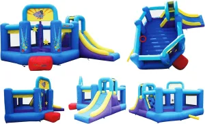 Bounceland Pop Star Inflatable Bounce House Bouncer, Large Bouncing Area with Long Slide, Climbing Wall, Basketball Hoop, UL 1HP Blower Included, 15 ft x 13 ft x 8.3 ft H, Pop Star Kids Party Theme