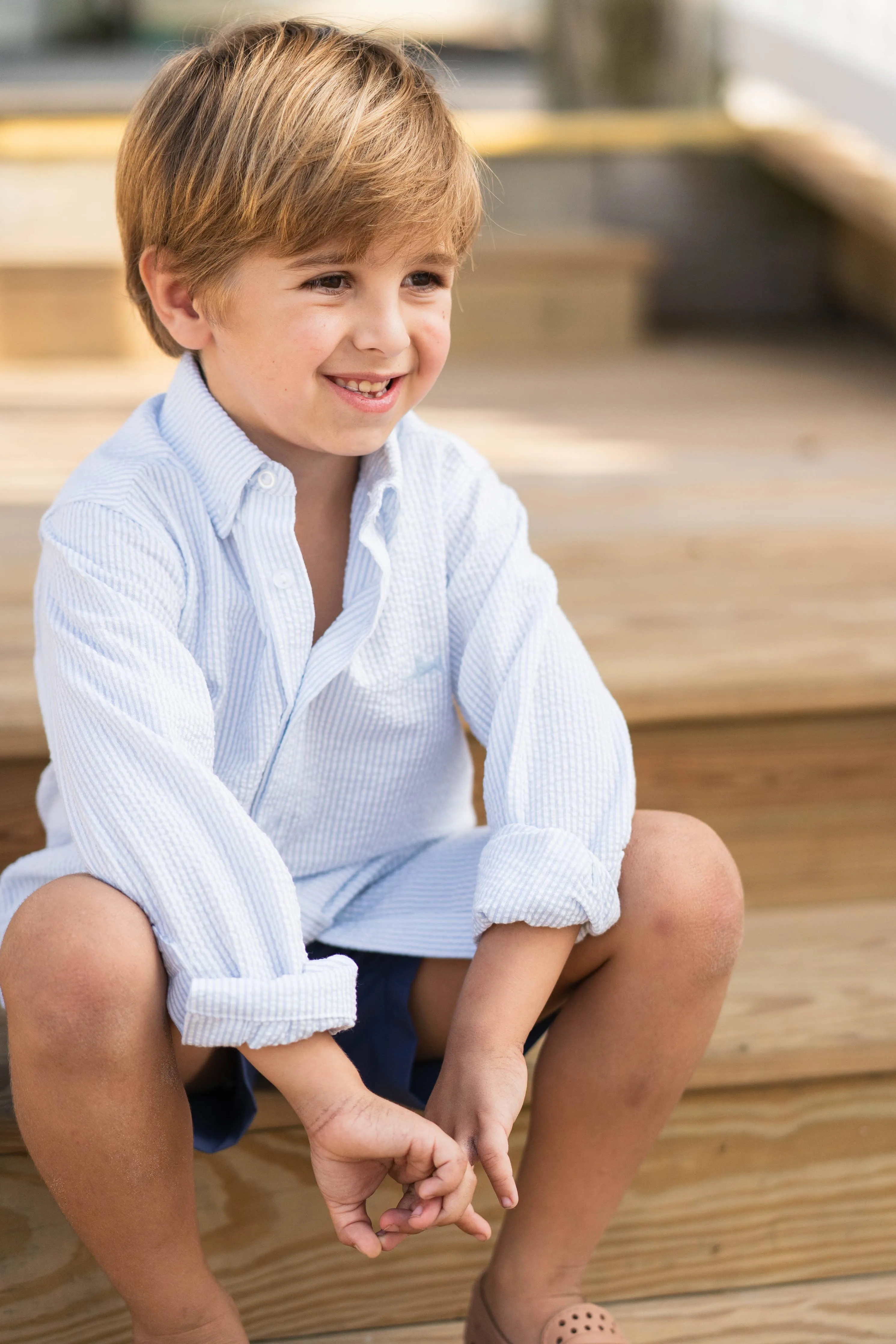 Boys Percentage-based sale Priority access Carter Blue Oxford Shirt: Saltwater Light Co. Seersucker