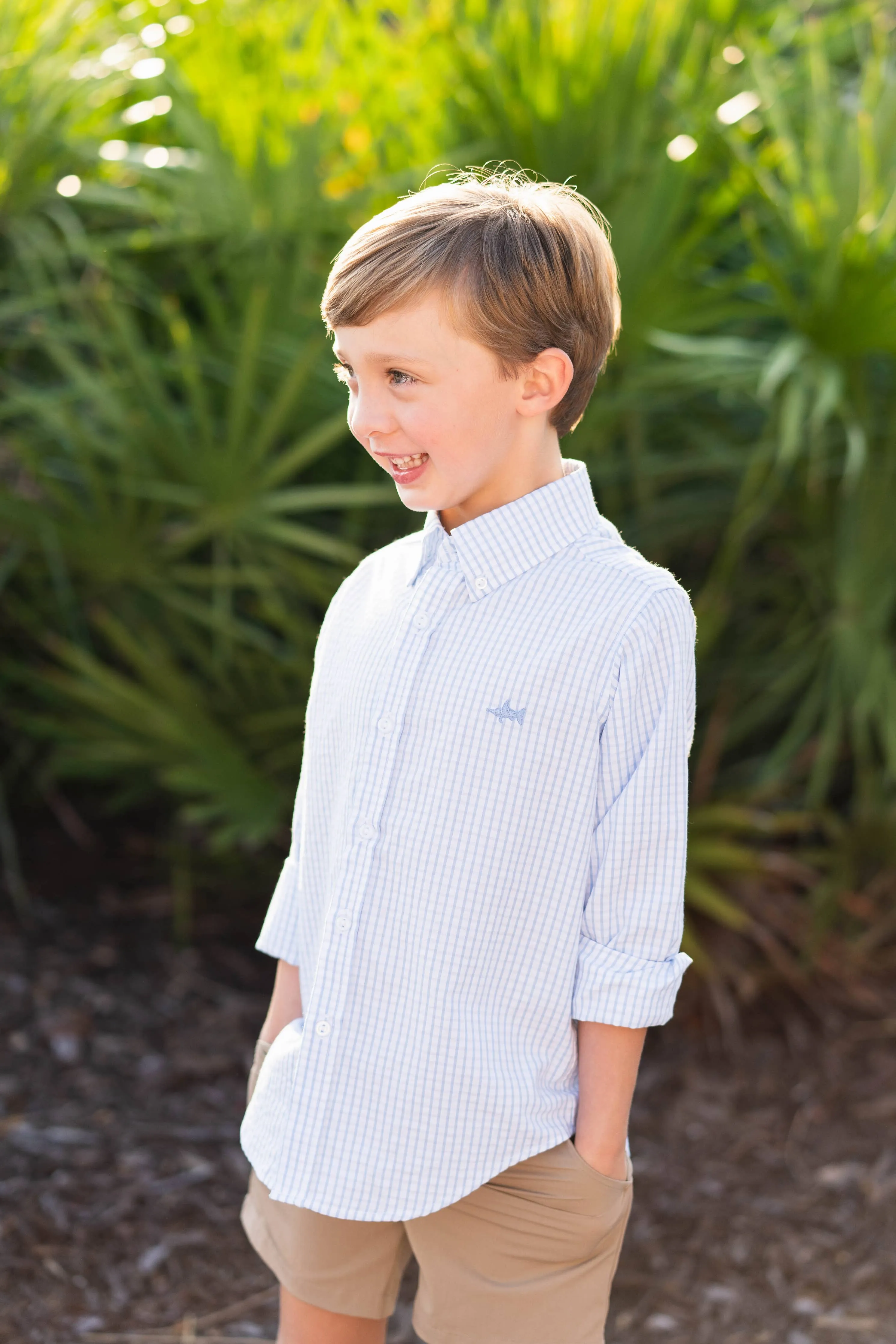 Boys Percentage-based sale Priority access Carter Blue Oxford Shirt: Saltwater Light Co. Seersucker