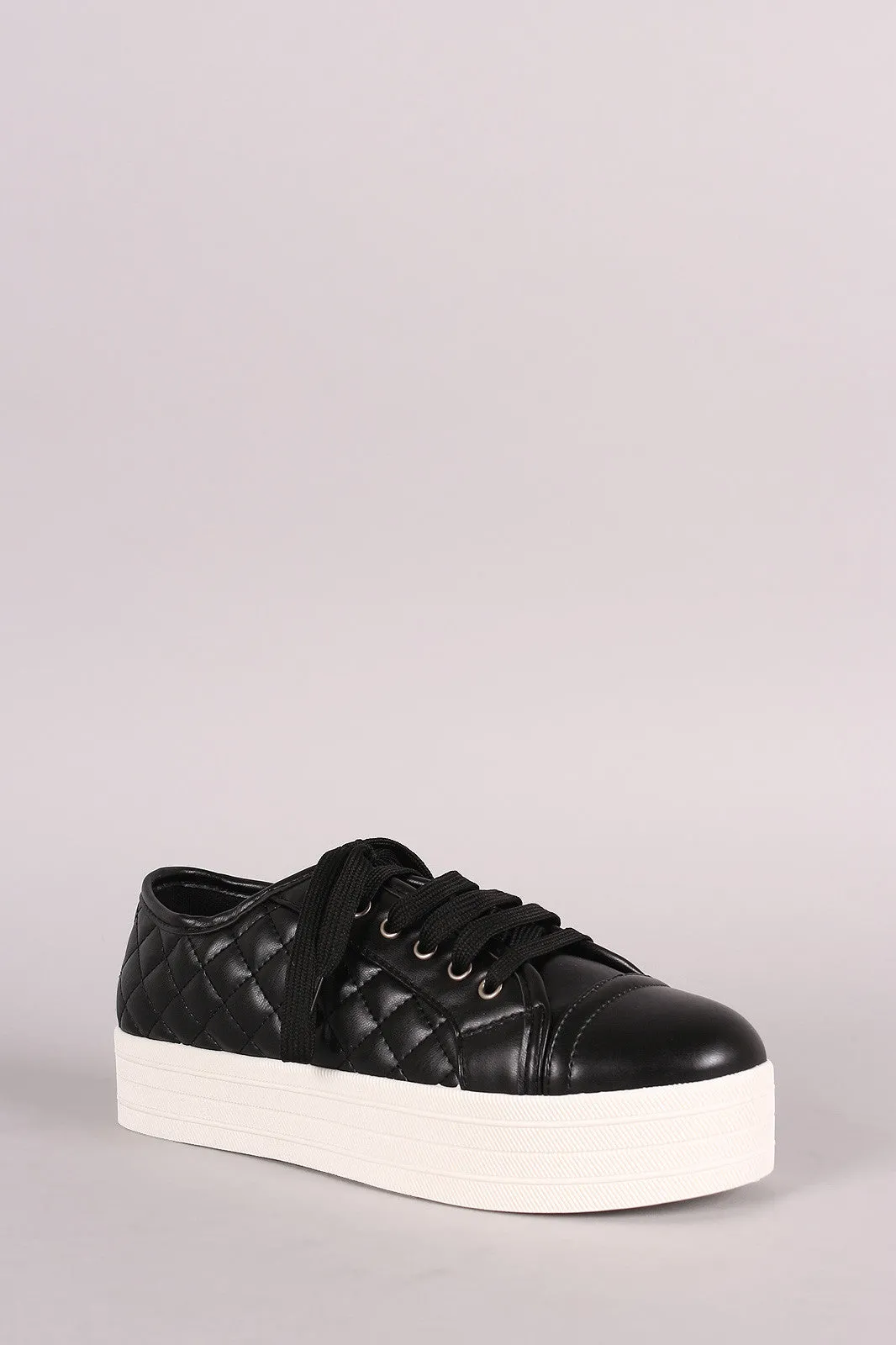 Breckelle Excellent Lace Up Value-packed Quilted Flatform Sneaker