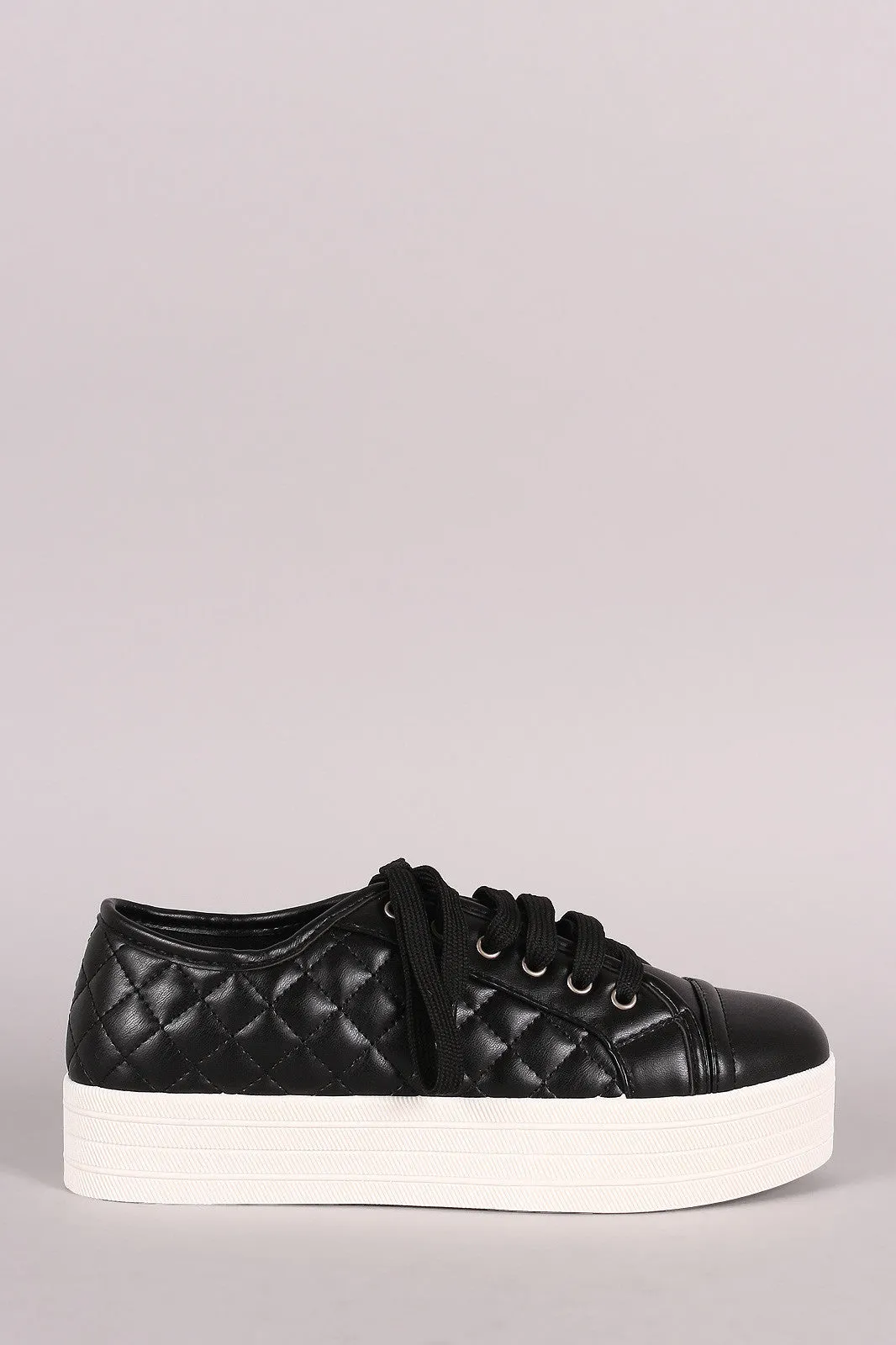 Breckelle Excellent Lace Up Value-packed Quilted Flatform Sneaker