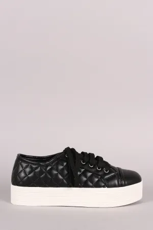 Breckelle Excellent Lace Up Value-packed Quilted Flatform Sneaker