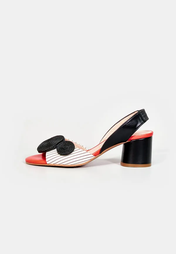 BRENDA ZARO TRI COLOR SPIRAL ORNAMENTED SANDAL T4319