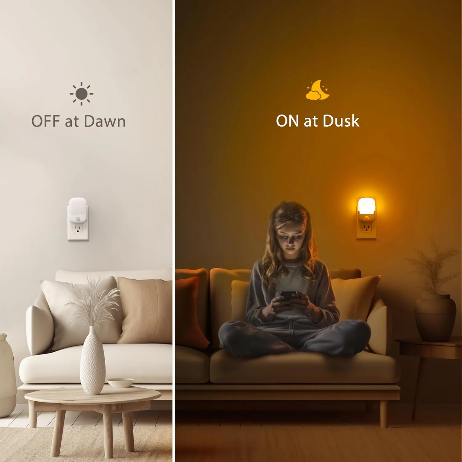 Briignite Amber Yellow Motion Sensor Night Light, Night Light, Dusk to Dawn Night Light 2Pack, Dimmable Led Night Light, Night Light for Kids, 1W Night Lights Plug into Wall for Bedroom, Bathroom