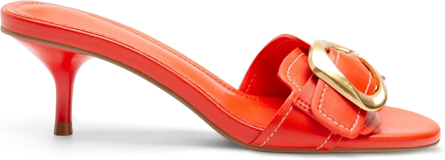 Buckle Slide Heeled Sandals for Women with 2.25 Inch Stiletto Heel